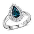 Certified & Appraised Rhapsody 950 Platinum AAAA Monte Belo Indicolite, Diamond (E-F, VS) (0.37 cts) Ring (Size 10.0) (6.48 g) 1.37 ctw - Sticky add to cart bar