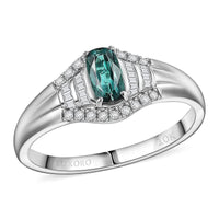Certified & Appraised Luxoro 10K White Gold AAA Monte Belo Indicolite, Diamond (G-H, I2) (0.22 cts) Ring (Size 10.0) 0.94 ctw