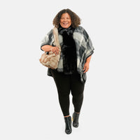 Instyle Khaki Plaid Ruana and Khaki Purse Set - One Size Fits Most