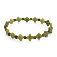 Connemara Marble 29.00 ctw Beaded Irish Clover Stretch Bracelet