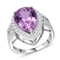 AAAA Patroke Kunzite and G-H SI Luxuriant Lab Grown Diamond 7.75 ctw Ring in Rhodium Over Sterling Silver (Size 6.0) - Sticky add to cart bar