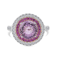D'Joy AAA Patroke Kunzite and Multi Gemstone 4.80 ctw Ring in Vermeil RG and Rhodium Over Sterling Silver (Size 6.0)
