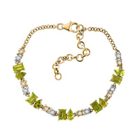 D'Joy Premium Hebei Peridot and White Zircon 5.85 ctw Bracelet in 18K Vermeil Yellow Gold Over Sterling Silver (7.00 In)