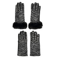 Tamsy Set of 2 Pairs Grey Zebra Printed Gloves with Touch Screen Function - Sticky add to cart bar