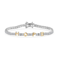 D'Joy Moissanite 5.35 ctw HOPE Bracelet in 14K YG and Rhodium Over Sterling Silver (7.25 In)