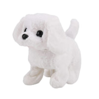 Livmore White Walking Plush Dog Toy (19"x11"x16") (2xAA Battery Not Included)