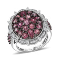 D'Joy Ouro Fino Rubellite and Moissanite 3.80 ctw Floral Bloom Ring in Rhodium Over Sterling Silver - Sticky add to cart bar