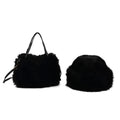 Tamsy Black Solid Bucket Fur Hat Set with Bag (9.45"×7.09") - Sticky add to cart bar