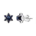 D'Joy Premium Blue Star Sapphire (DF) and Blue Sapphire 1.75 ctw Stud Earrings in Rhodium Over Sterling Silver - Sticky add to cart bar