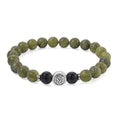 Connemara Marble and Shungite 85.00 ctw Celtic Harmony Beaded Stretch Bracelet in Silvertone - Sticky add to cart bar