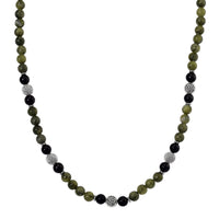 Connemara Marble and Shungite 250.00 ctw Celtic Harmony Beaded Necklace in Silvertone 19-21 Inches