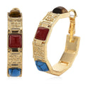 Multi Gemstone Hoop Earrings in Goldtone 5.00 ctw - Sticky add to cart bar