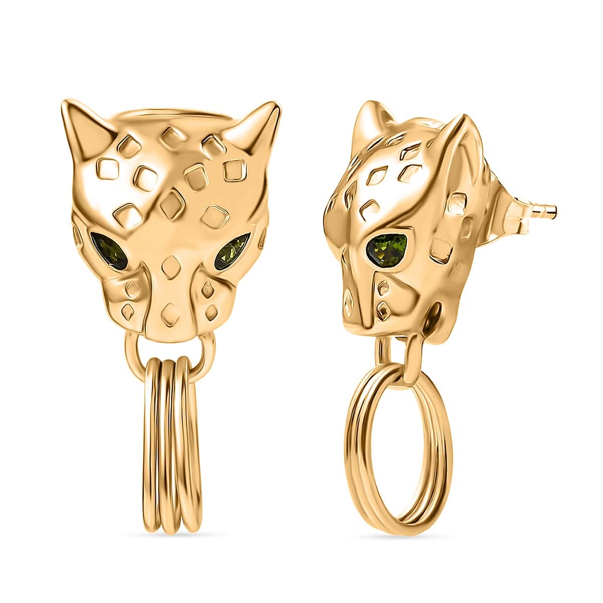 EverTrue Chrome Diopside 0.70 ctw Earrings in 18K YG Plated and ION Plated YG Stainless Steel
