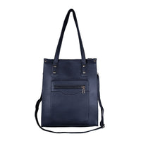 PASSAGE Black Faux Leather Vertical Tote Bag (11.02"x13.78"x4.33")