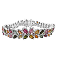 GP Premium Multi-Tourmaline Bracelet in Rhodium Over Sterling Silver (6.50 In) 10.60 ctw