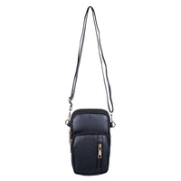 Passage Black Faux Leather Mini Sling Bag (4.33"x7.48"x1.97")