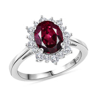 D'Joy Orissa Rhodolite Garnet and White Zircon 2.75 ctw Ring in Platinum Over Sterling Silver (Size 10.0)