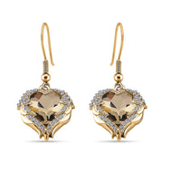 White Aurora Borealis Color Glass and Austrian Crystal Heart Earrings in Silvertone