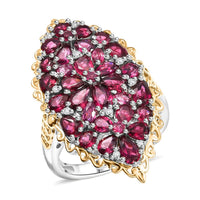 EverTrue Orissa Rhodolite Garnet, White Zircon Ring in 18K YG Plated and Platinum Bond (Size 10.0) 6.50 ctw