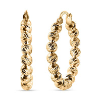 Luxoro Diamond-cut Beaded Hoop Earrings in 10K Yellow Gold 4.08 Grams