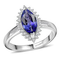 Luxoro 10K White Gold AAA Tanzanite, Diamond (I2) (0.27 cts) Ring (Size 10.0) 2.00 ctw