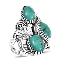 D'Joy Artisan Crafted Tahoe Naveda Turquoise Ring in Sterling Silver (Size 10.0) 6.00 ctw