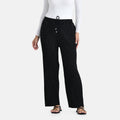 Tamsy Black Wide Leg Pant with Crystals and Elastic Waist (Waist 34cm, Length 102cm) - Sticky add to cart bar