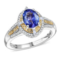 D'Joy Tanzanite, Natural Yellow and White Diamond (0.34 cts) Art Deco Ring in Rhodium Over Sterling Silver (Size 10.0) 1.50 ctw - Sticky add to cart bar
