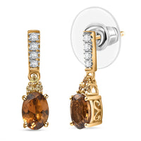 D'Joy AAA Golden Turkizite and Multi Gemstone 2.00 ctw Crown of Flames Earrings in 18K Vermeil Yellow Gold Over Sterling Silver