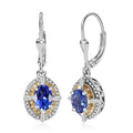 D'Joy Tanzanite, Natural Yellow and White Diamond 1.90 ctw Art Deco Earrings in Rhodium Over Sterling Silver - Sticky add to cart bar