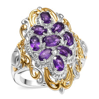 EverTrue African Amethyst Ring in 18K YG Plated and Platinum Bond (Size 10.0) 2.25 ctw