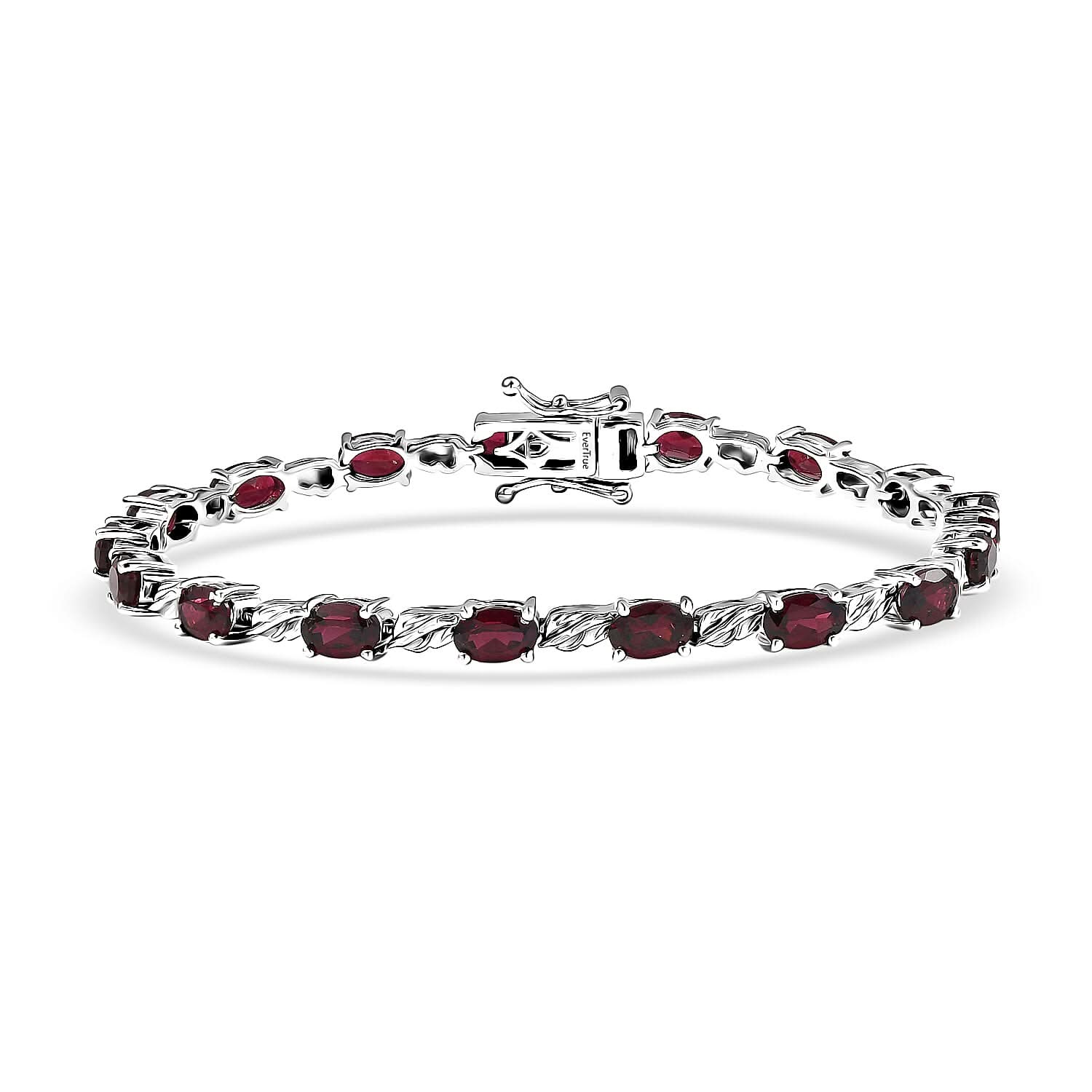 EverTrue Orissa Rhodolite Garnet 10.20 ctw Bracelet in Platinum Bon (7.25 In)