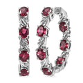 EverTrue Orissa Rhodolite Garnet 6.50 ctw Twilight Leaf Glow Hoop Earrings in Platinum Bond - Sticky add to cart bar