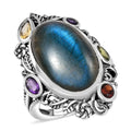 D'Joy Artisan Crafted Malagasy Labradorite, Multi Gemstone Ring in Sterling Silver (Size 10.0) 13.30 ctw - Sticky add to cart bar