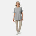 Tamsy Grey Cotton Stretch Jersey Tunic Tee - S - Sticky add to cart bar