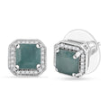 D'Joy Premium Grandidierite and Moissanite 2.35 ctw Art Deco Earrings in Rhodium Over Sterling Silver - Sticky add to cart bar