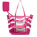 Primo Jumbo Insulated Beach Tote with Wet Pouch in Pink Wavy Lines Pattern (24"x16.5"x9.5") - Sticky add to cart bar