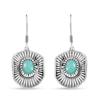 D'Joy Artisan Crafted Tahoe Nevada Turquoise 3.60 ctw Cowboy Hat Earrings in Sterling Silver