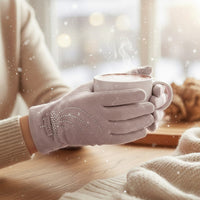 Tamsy Black Cashmere Wool Gloves with 2 Fingers Screen Touch