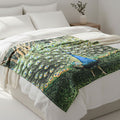 Livmore Green Peacock Pattern Digital Printed Flannel Blanket (59.06"×78.74") - Sticky add to cart bar