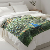 Livmore Green Peacock Pattern Digital Printed Flannel Blanket (59.06"×78.74")