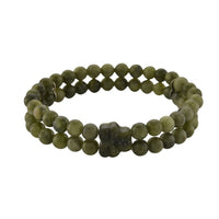 Connemara Marble 110.00 ctw Line of faith Beaded Stretch Bracelet with Leaf Charm