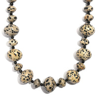 EverTrue Dalmation Jasper and Thai Black Spinel 518.00 ctw Beaded Necklace 18 Inches in Platinum Bond