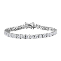 D'Joy Asscher Cut Moissanite (4mm) Bracelet in Rhodium Over Sterling Silver (6.50 In) 10.10 ctw