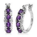 EverTrue African Amethyst Hoop Earrings in  Stainless Steel 3.35 ctw - Sticky add to cart bar