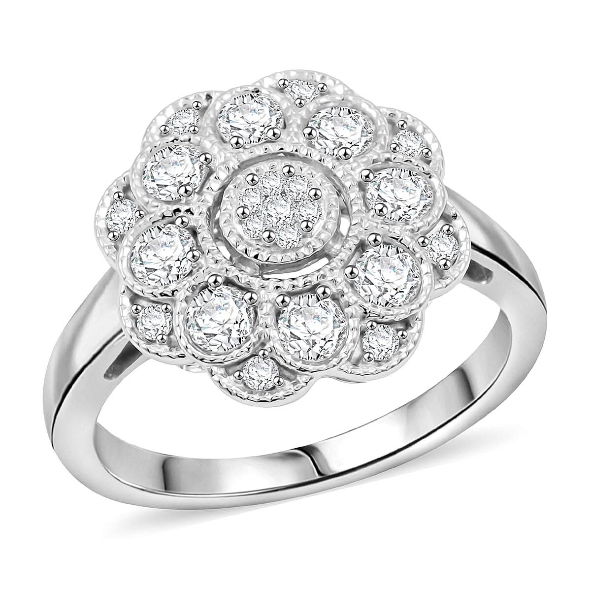 Clarte Petunia Collection Moissanite 0.80 ctw Ring in Sterling Silver (Size 10.0)