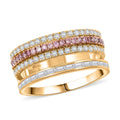 Clarte Aphrodite Collection White and Pink Moissanite 1.00 ctw Ring in 14K Yellow Gold Over Sterling Silver - Sticky add to cart bar