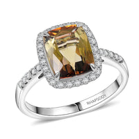 Certified & Appraised Rhapsody AAAA Jenipapo Andalusite and E-F VS Diamond 3.65 ctw Ring in 950 Platinum (Size 6.0) 5.73 Grams