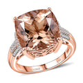 Luxoro 14K Rose Gold AAA Marropino Morganite, Natural Pink and White Diamond (I2) Ring (Size 6.0) 11.70 ctw - Sticky add to cart bar