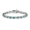 D'Joy Premium Asscher Cut Grandidierite and White Zircon 12.70 ctw Bracelet in Rhodium Over Sterling Silver (7.25 In) - Sticky add to cart bar